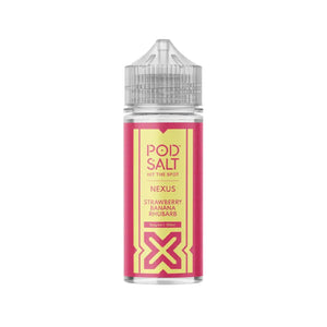 Pod Salt Nexus strawberry banana rhubarb Flavour 100ml Shortfill E-liquid great for Sub-ohm Vape Kits 