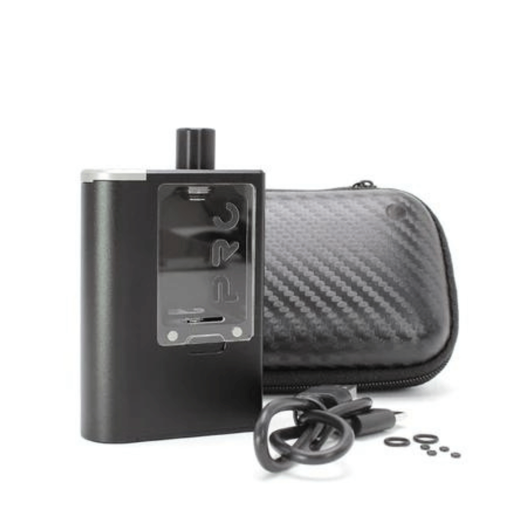 SXK PRC ION AIO boro mod with accessories, USB cable, and a black carbon fibre case.