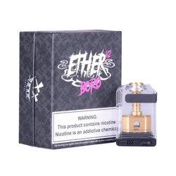 Suicide Mods Ether Boro V2 RBA in black with packaging, featuring nicotine warning label.