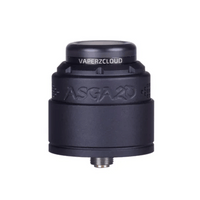 Black Vaperz Cloud Asgard V2 RDA with engraved logo on a white background.