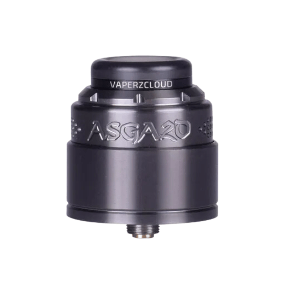 Vaperz Cloud Asgard V2 RDA in gunmetal finish, showcasing sleek design and branding.