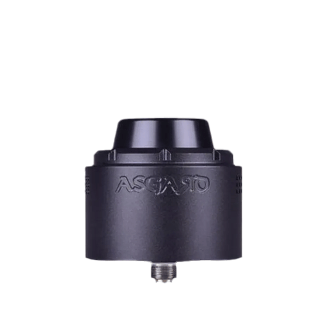 Vaperz Cloud Asgard XL RDA in black, featuring engraved branding on a sleek design.