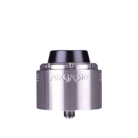 Silver Vaperz Cloud Asgard XL RDA with a black top cap, sleek and sturdy design.