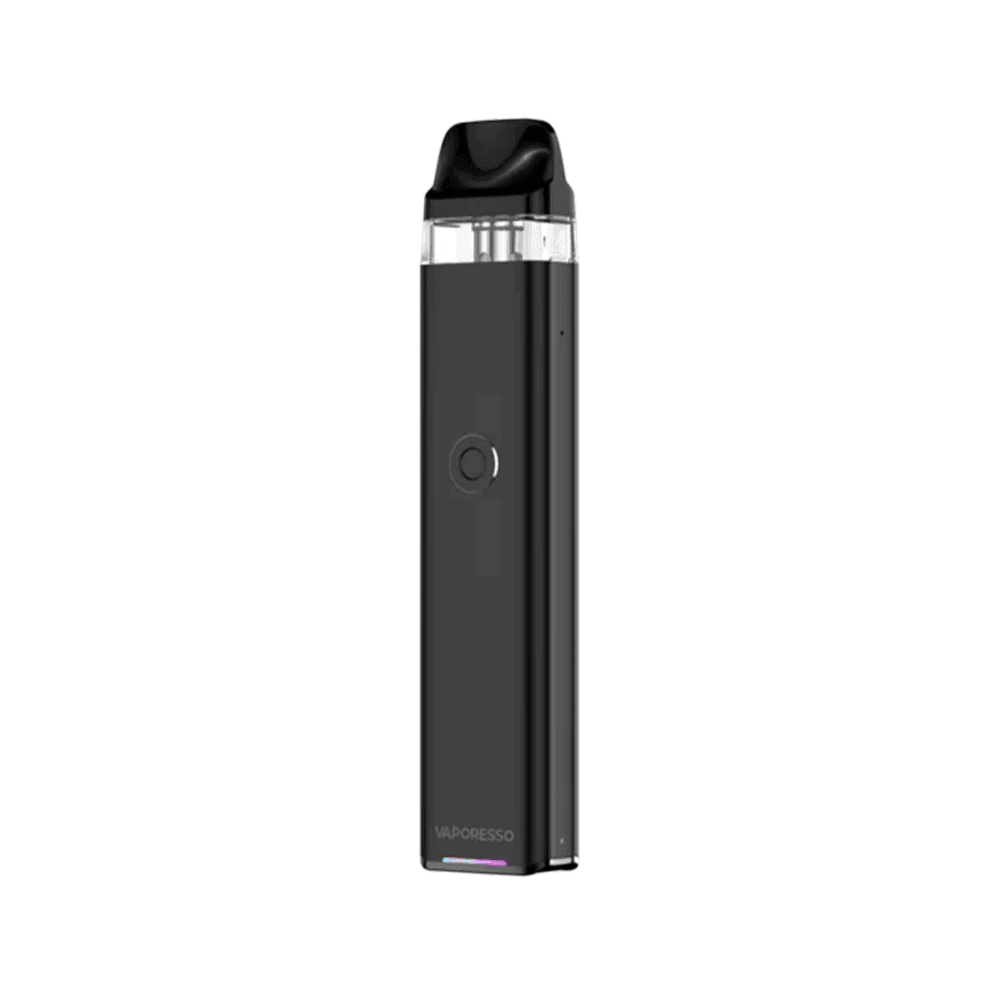 Vaporesso Xros 3 Pod Vape Kit in black, sleek design with a transparent pod top.