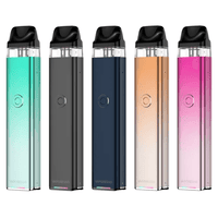 Five Vaporesso Xros 3 pod vape kits in gradient colours, lined up side by side.