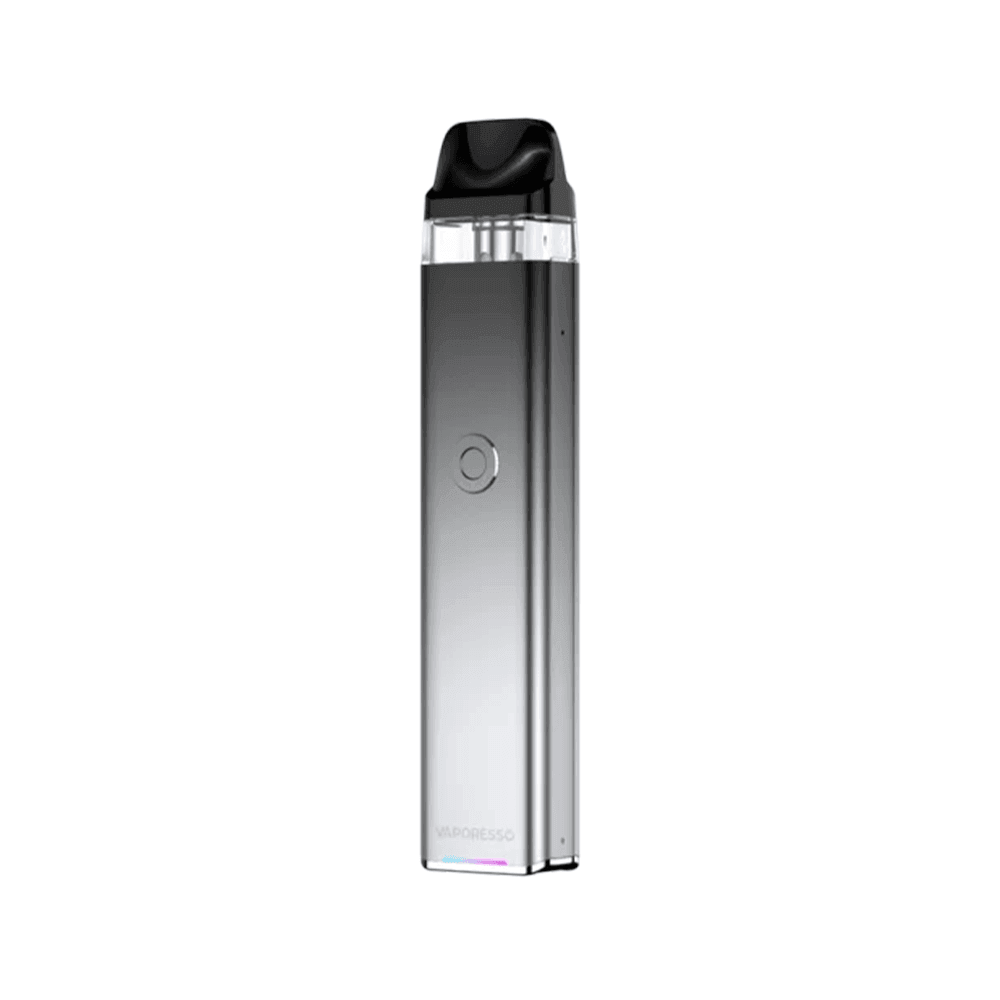 Vaporesso Xros 3 Pod Vape Kit in icy silver, sleek design with a visible mouthpiece.