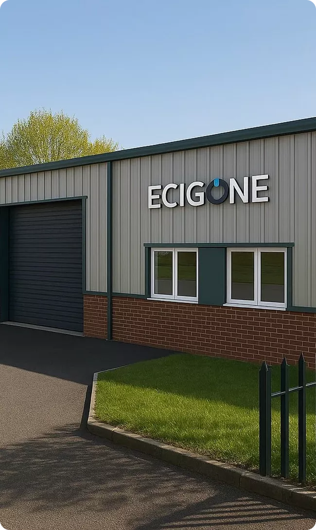 Ecigone UK vape Store and warehouse centre exterior with company signage