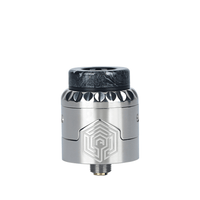 Advken Artha Gen 2 RDA, silver with black drip tip, displayed on a white background.