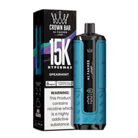 Al Fakher Crown Bar 15K Hypermax Disposable Vape Kit in Spearmint flavour, with packaging.