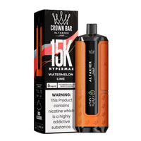 Al Fakher Crown Bar 15K Hypermax Disposable Vape Kit in Watermelon Lime flavour, with packaging.