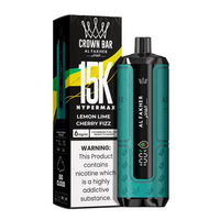 Al Fakher Crown Bar 15K Hypermax lemon lime cherry fizz  disposable vape kit with packaging.