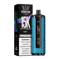 Al Fakher Crown Bar 15K Hypermax Mint disposable vape kit with packaging.