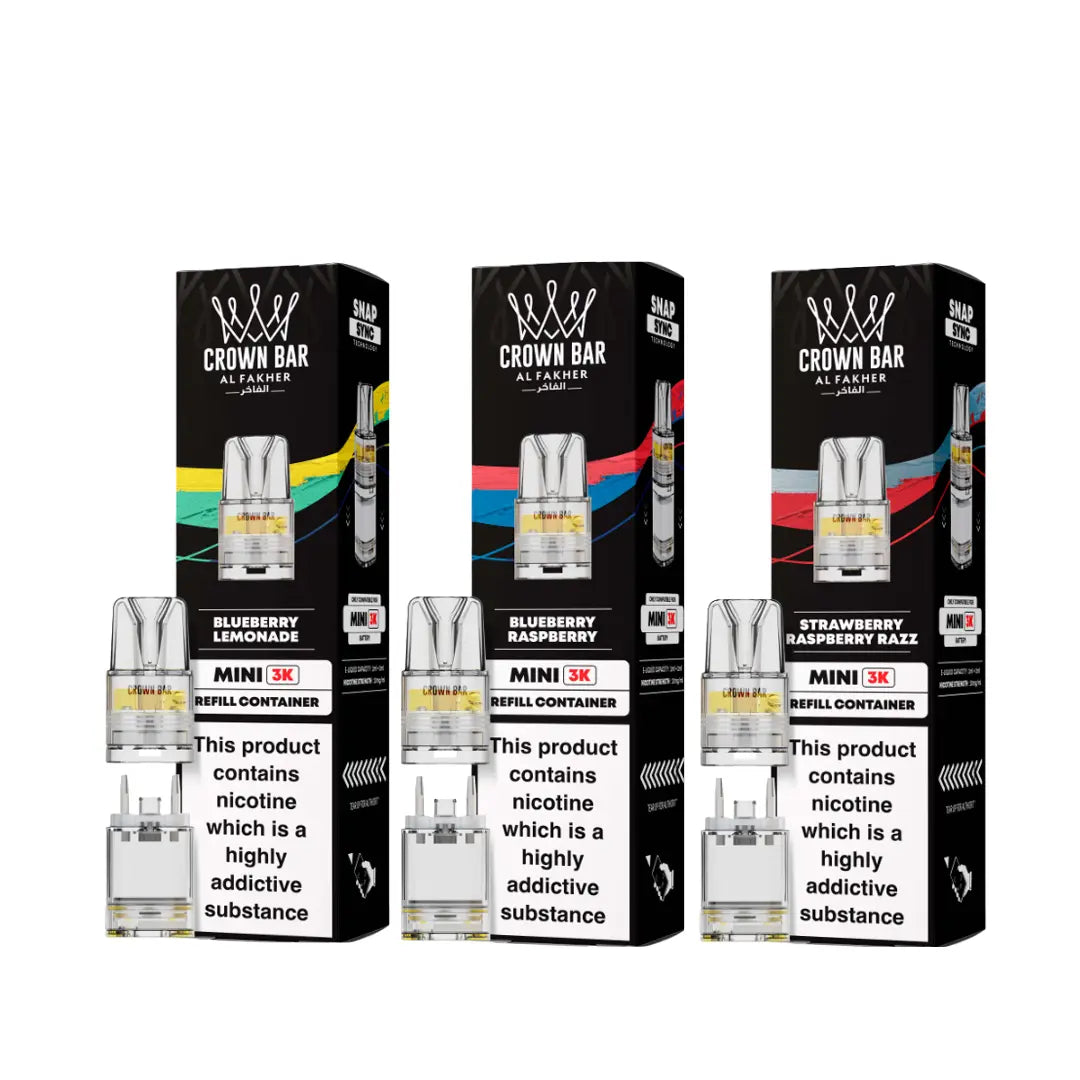 Crown Bar Mini 3K Refill Pods | 20mg Nic Salt | 3,000 Puffs Crown Bar Mini 3K Refill Pods | 20mg Nic Salt | 3,000 Puffs