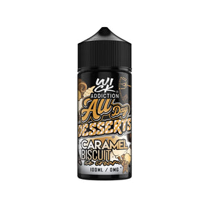 All Day Desserts Caramel Biscuit Ice Cream Flavour 100ml By Wick Addiction Vape Juice Perfect for Sub-ohm Vape Kits & Sub-Ohm Vape Tanks