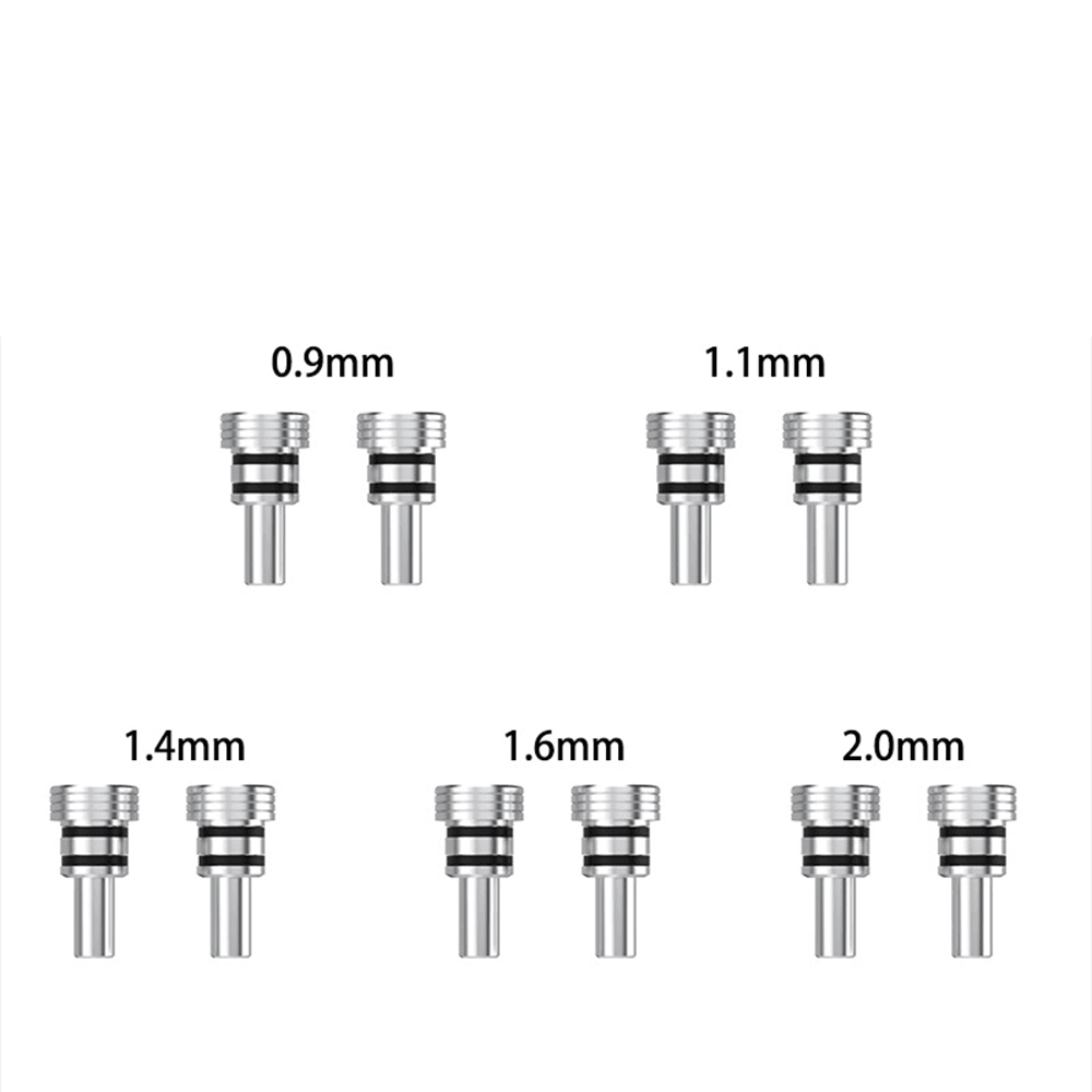 Ambition Mods BI2Hop MTL RTA air pins in various sizes, displayed on a white background.