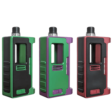 Three Ambition Mods x Kilic Customs Kil Lite AIO 60W Mods in green, purple, and red.