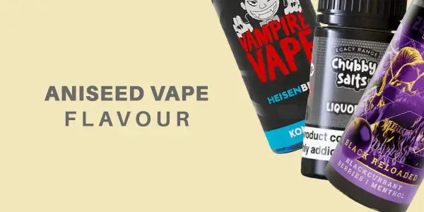Liquorice and aniseed flavored e-liquids featuring Vampire Vape Heisenberg, Zeus Juice and Chubby Salts.