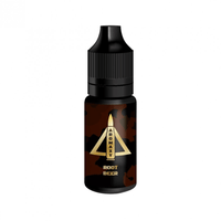 Aromaxy Root Beer 10ml vape juice bottle with black cap and gold label design.