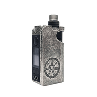 Asmodus Minikin Pod Kit in silver relic finish, featuring a textured design and display screen.