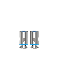 Aspire BP replacement coils, six silver and blue coils on a white background.