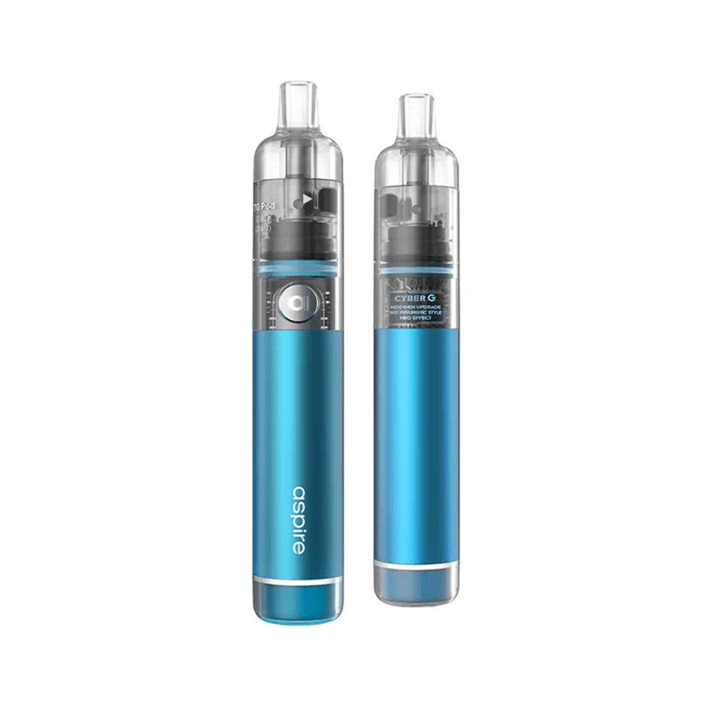 Aspire Cyber G Pod Kit in blue, showing front and side views, on a white background.