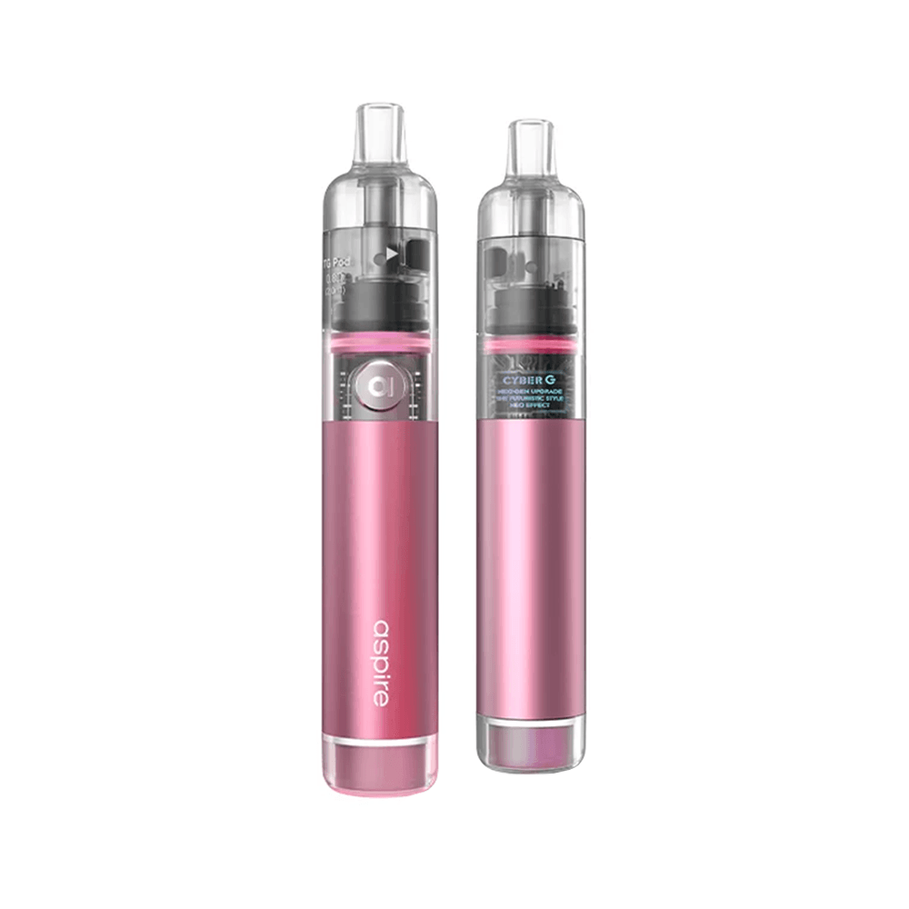 Pink Aspire Cyber G pod vape kit with transparent top and sleek design.