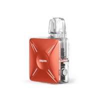 Aspire Cyber X Pod Kit in red, with a transparent design and visible components.