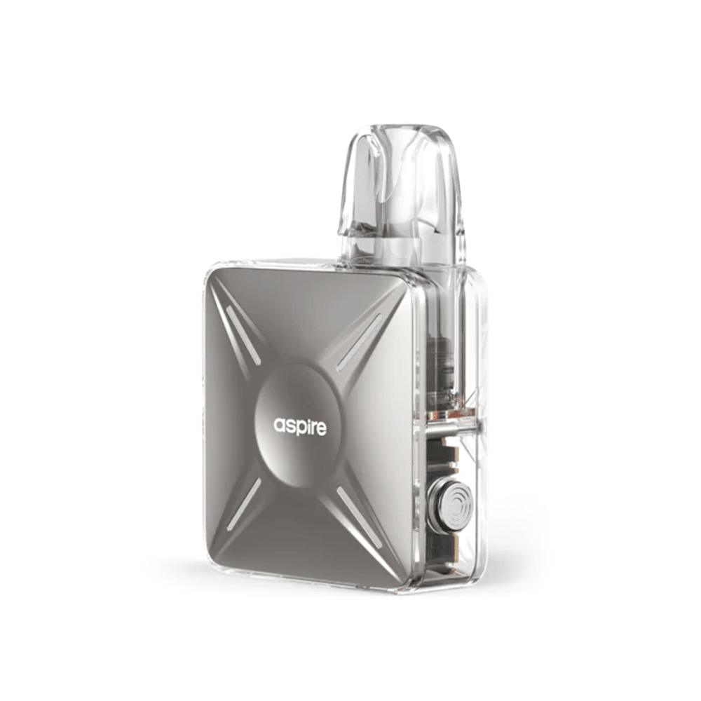 Aspire Cyber X Pod Kit in silver, sleek and compact design with transparent top section.