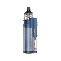 Aspire Flexus AIO vape kit in blue, showcasing sleek design and transparent tank.