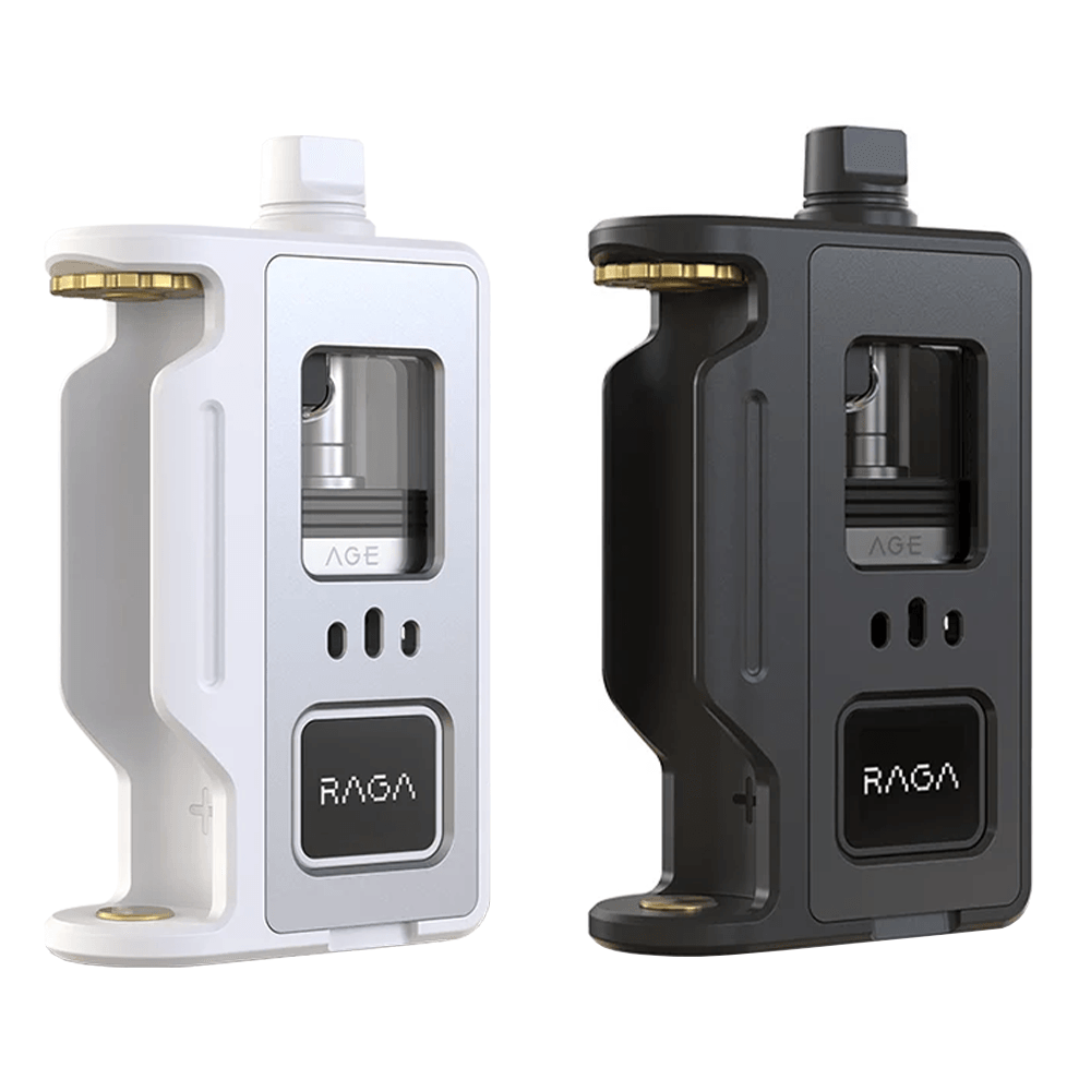 Two Aspire Raga AIO kits in white and black, displayed side by side.