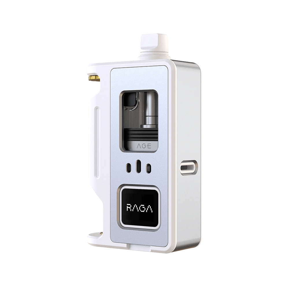 Aspire RAGA AIO Kit in white, featuring a sleek design with visible tank and branding.