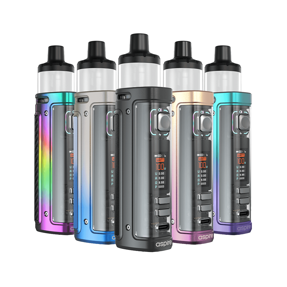 Aspire Veynom LX Pod Kit devices in various colours, displayed in a row.