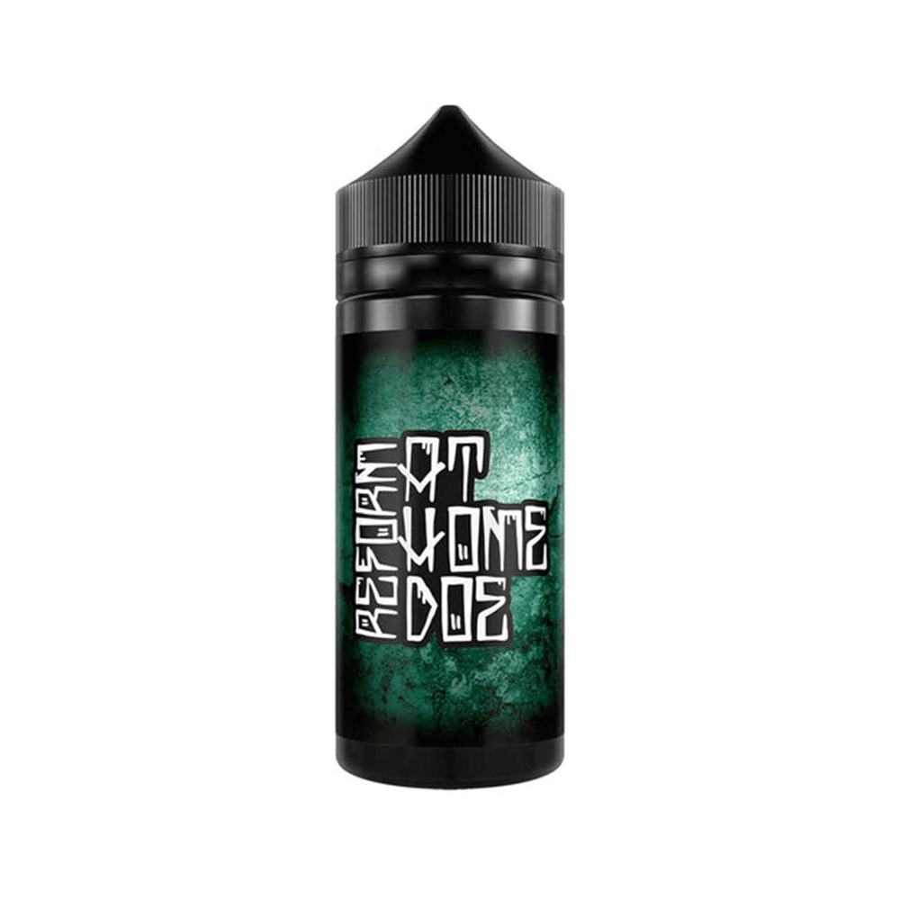 A 100ml bottle of "At Home Doe" vape juice with a green and black label design.