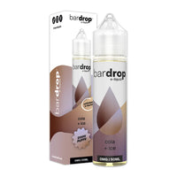 bar drop 50ml shortfill e-liquids stood beside a box displaying cola ice flavour featuring 21,000 puffs