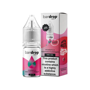 Bar Drop strawberry watermelon bubblegum 10ml Nic Salt e-liquid - Perfect for refillable vape kits