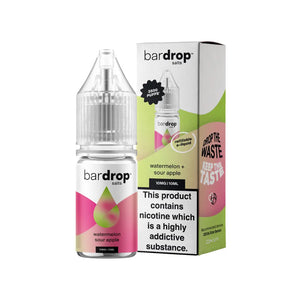 Bar Drop watermelon sour apple 10ml Nic Salt e-liquid - Perfect for refillable vape kits