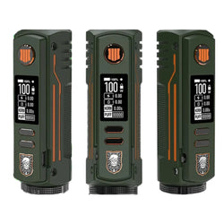 BD Vape Rayden 100W Limited Edition Box Mods in green, white, and yellow designs, featuring a compact display and unique branding.