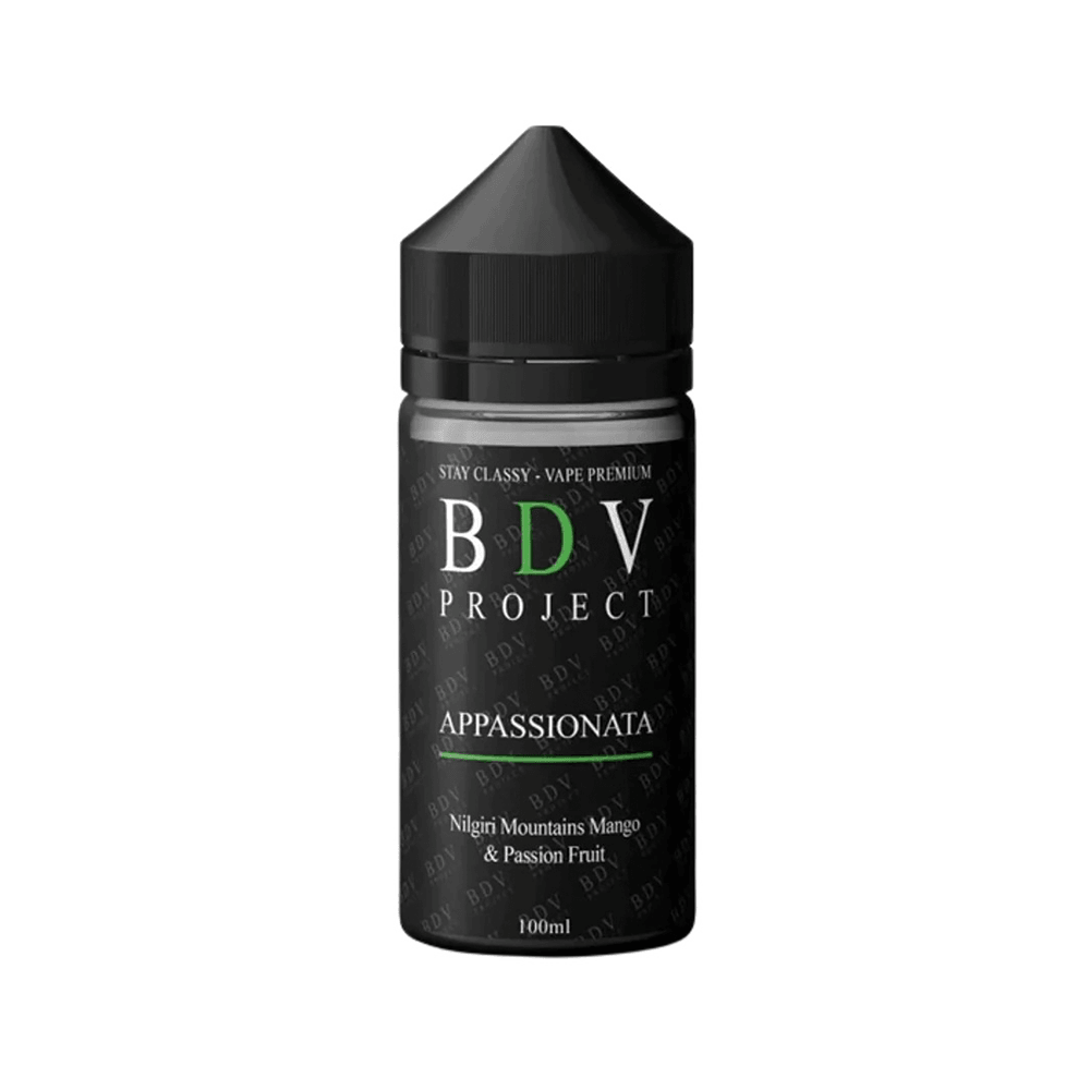 BDV Project Appassionata 100ml bottle featuring mango and passion fruit flavour e-liquid.