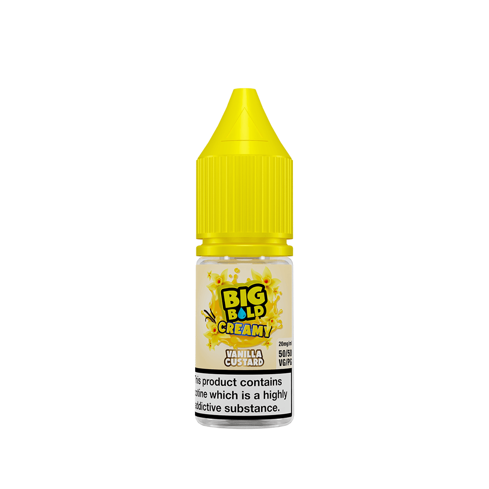 Big Bold Creamy Vanilla Custard 10ml vape juice bottle with a yellow cap.