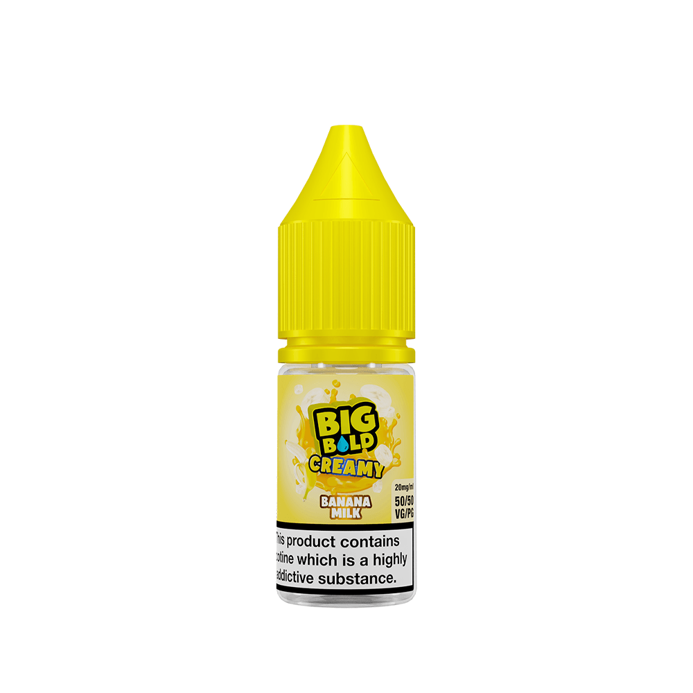 Big Bold Creamy Banana Milk 10ml vape juice bottle with a yellow cap.