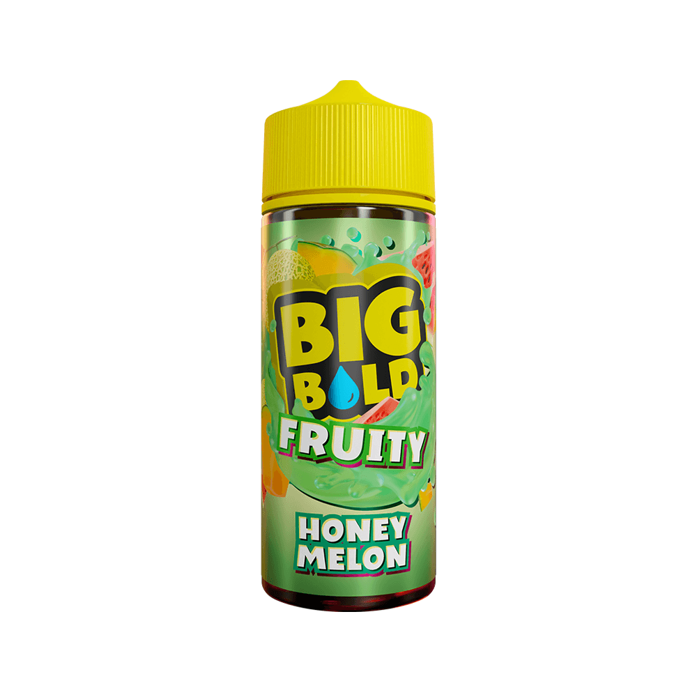 Big Bold Fruity Honey Melon vape juice bottle with a vibrant yellow cap.