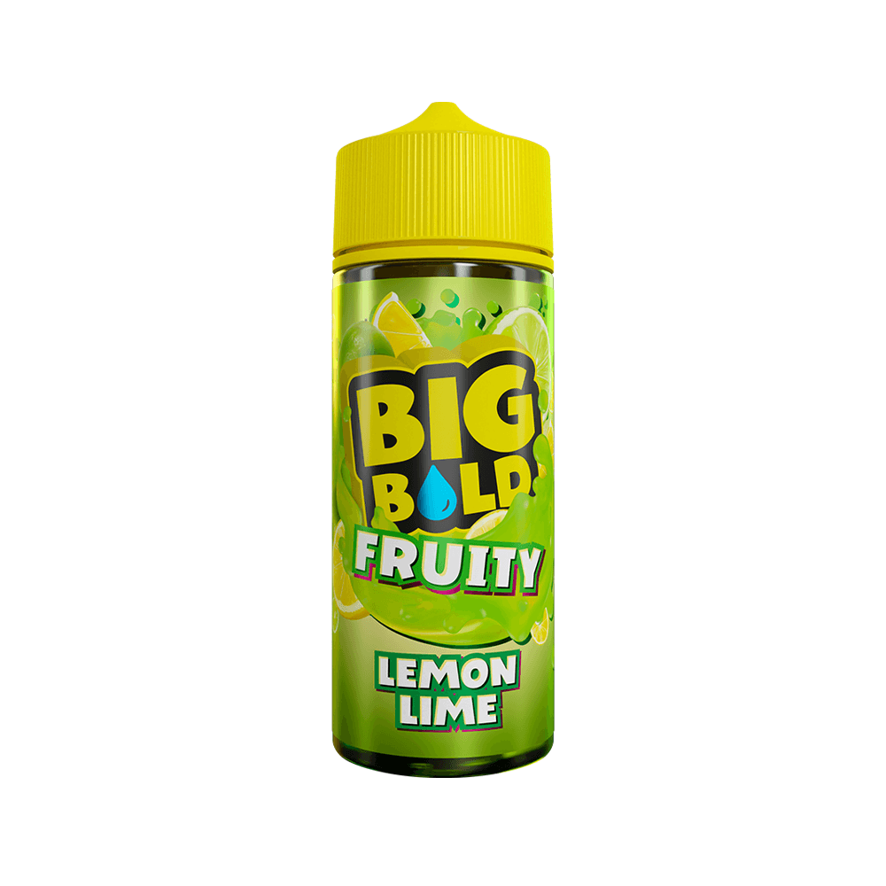 Big Bold Fruity Lemon Lime 100ml shortfill bottle with a vibrant green and yellow design.