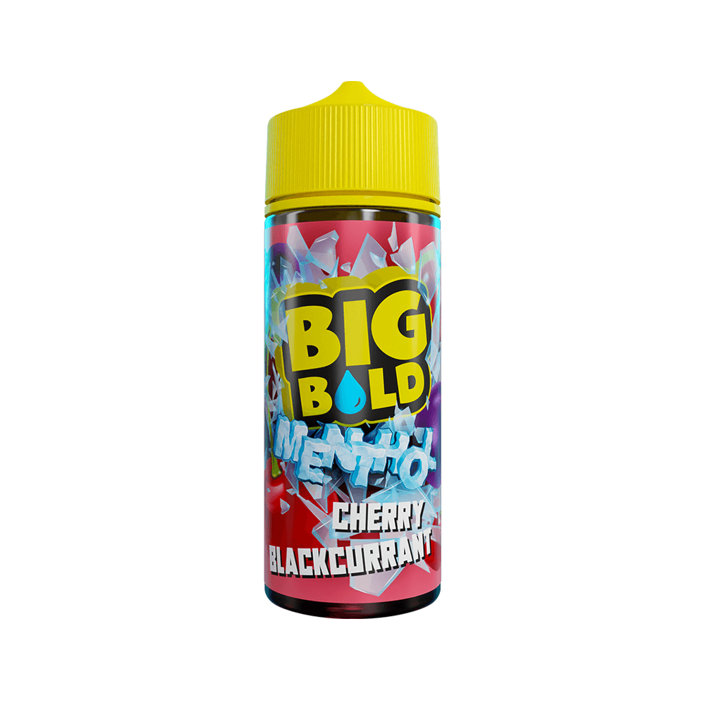 Big Bold Menthol Cherry Blackcurrant 100ml e-liquid bottle with a vibrant, colourful label.