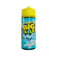 Big Bold Menthol Blue Raspberry e-liquid bottle with a yellow cap, 100ml shortfill.