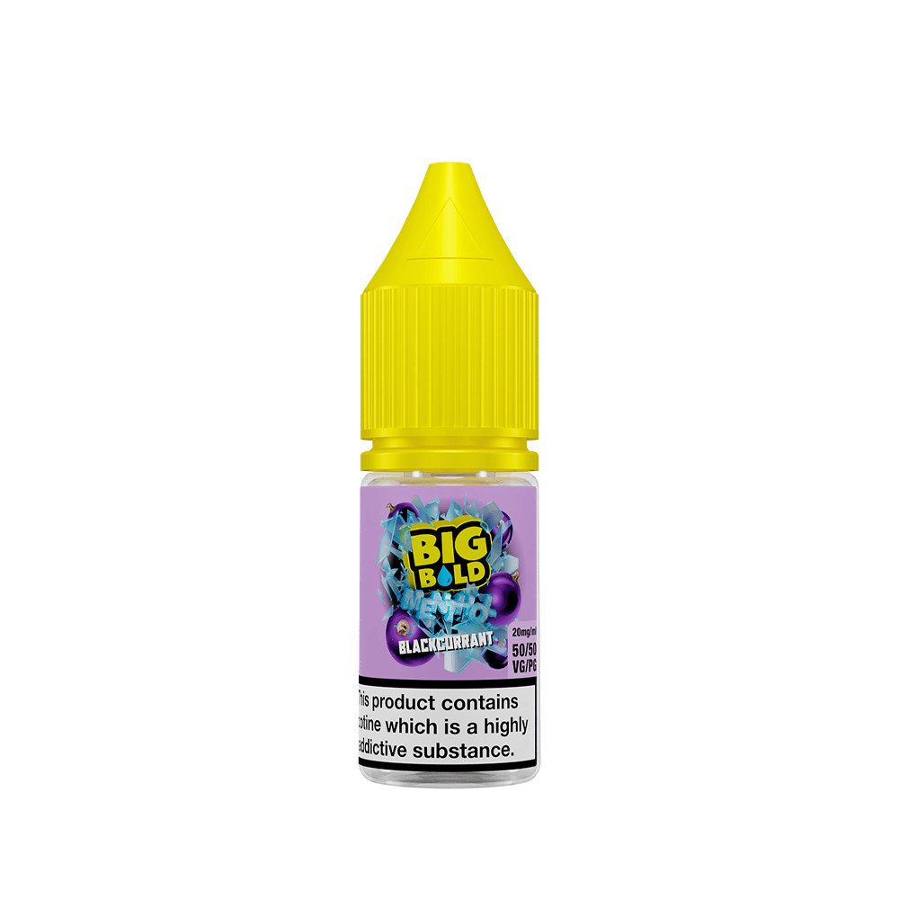 Big Bold Blackcurrant Menthol 10ml vape juice bottle with yellow cap.