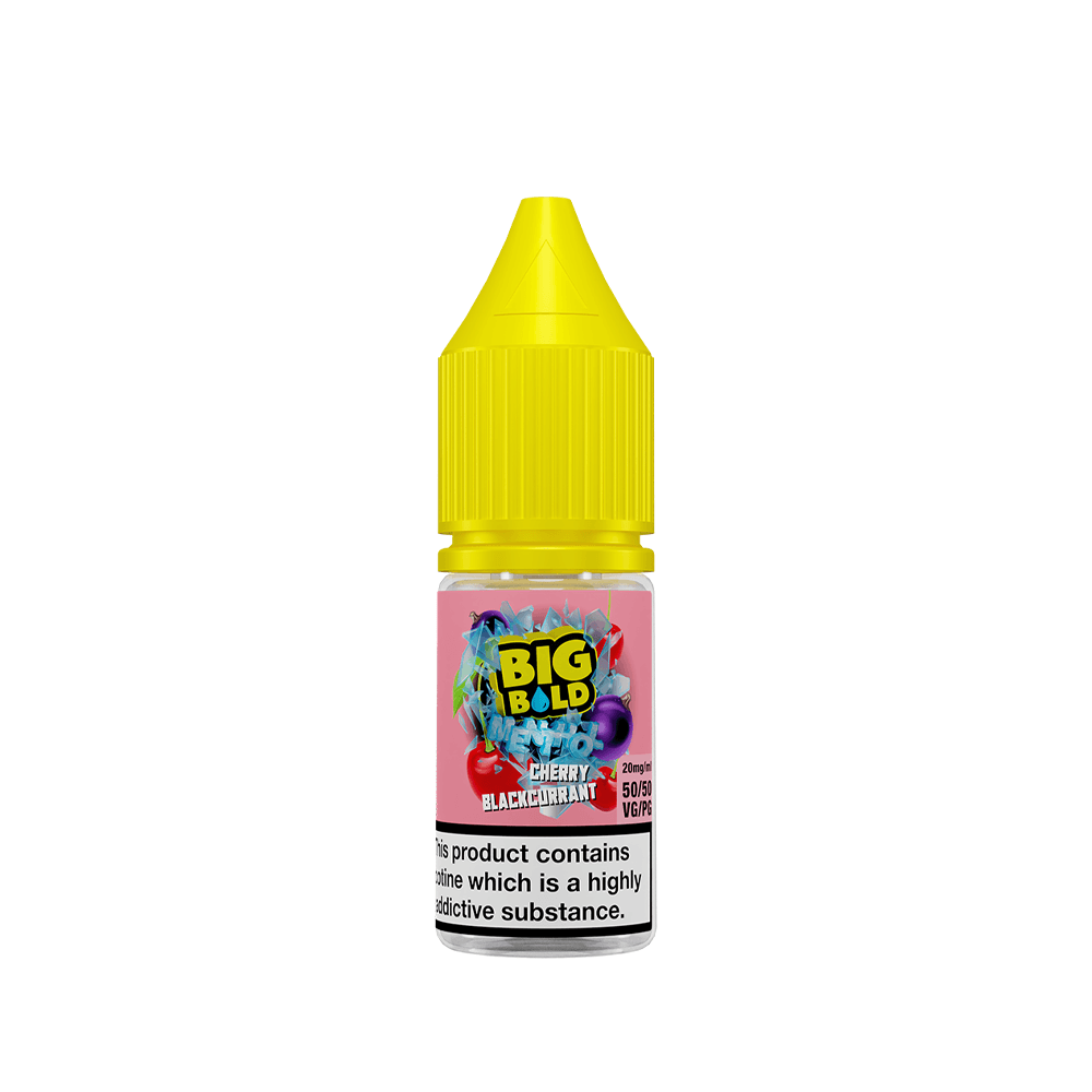 Big Bold Cherry Blackcurrant 10ml vape juice bottle with a yellow cap.