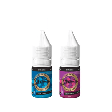 Two bottles of Billionaire Juice e-liquid, flavours Blue Slush and Berry Heaven.