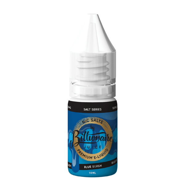 Billionaire Juice Blue Slush 10ml Nic Salt e-liquid bottle with blue label.