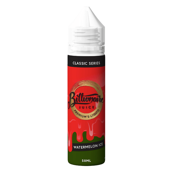 Billionaire Juice Watermelon Ice 50ml bottle with a red and green label.