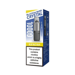 Bloody Bar Crystal 10K Refill Pod in Blue Razz Bear flavour for Bloody Bar Crystal 10K Pod Kit with 10,000 puffs and 20mg strength